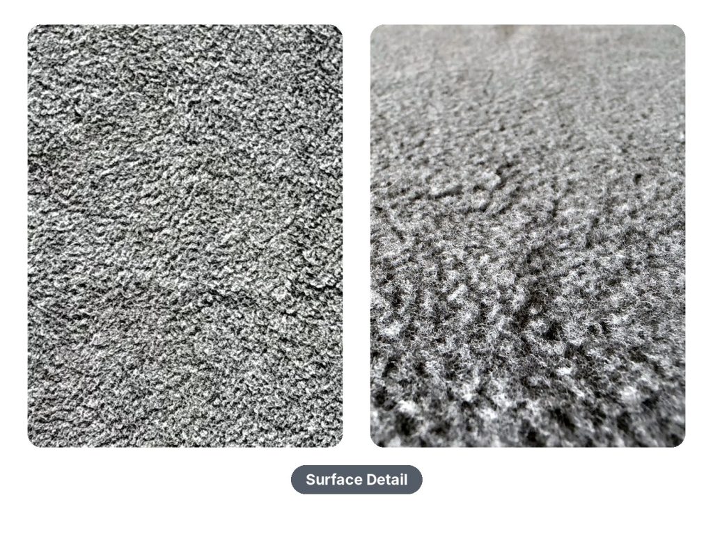 Close-up of the soft gray plush surface