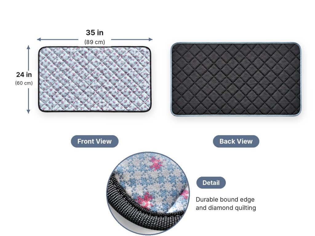 Washable Pet Pad, Plush Plaid front, back and detail views